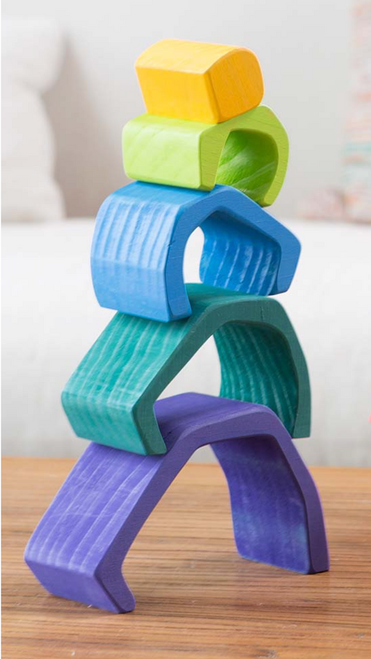 5-Piece Wooden Stackable Nesting Blocks Play Set - Mountain