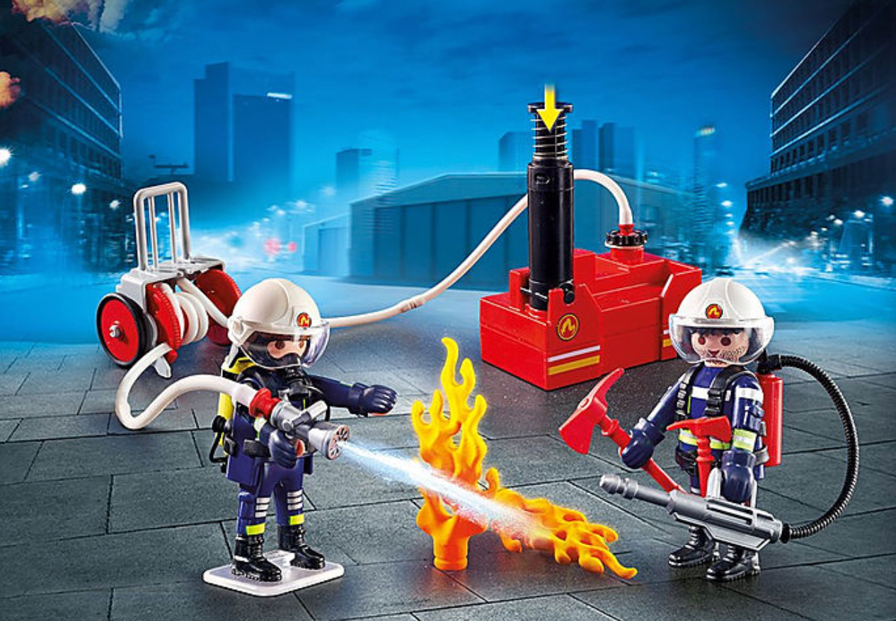 Firefighters with Water Pump