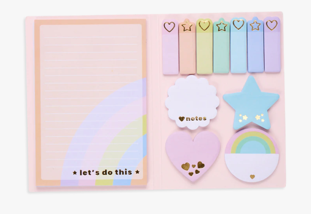 Side Notes Sticky Tab Note Pad- Pastel Rainbows