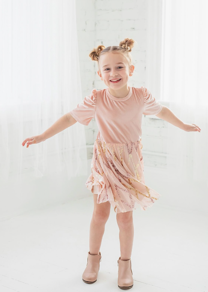Ayla Velvet & Mesh Dress Kid