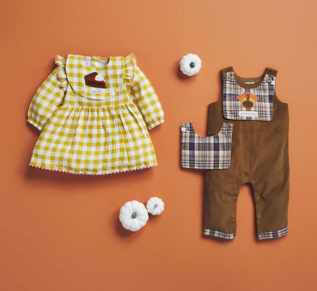 Mustard Check Dress w/Cutie Pie Bib Set