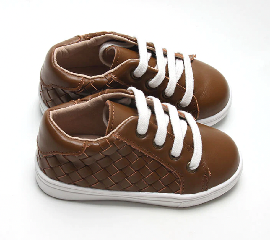 Espresso Leather Woven Sneaker