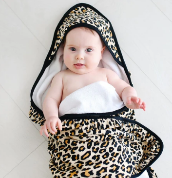 Posh Peanut Lana Leopard Ruffled Hooded Towel