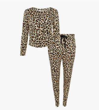 Posh Peanut Lana Leopard Tan Women's LS Scoop Loungewear