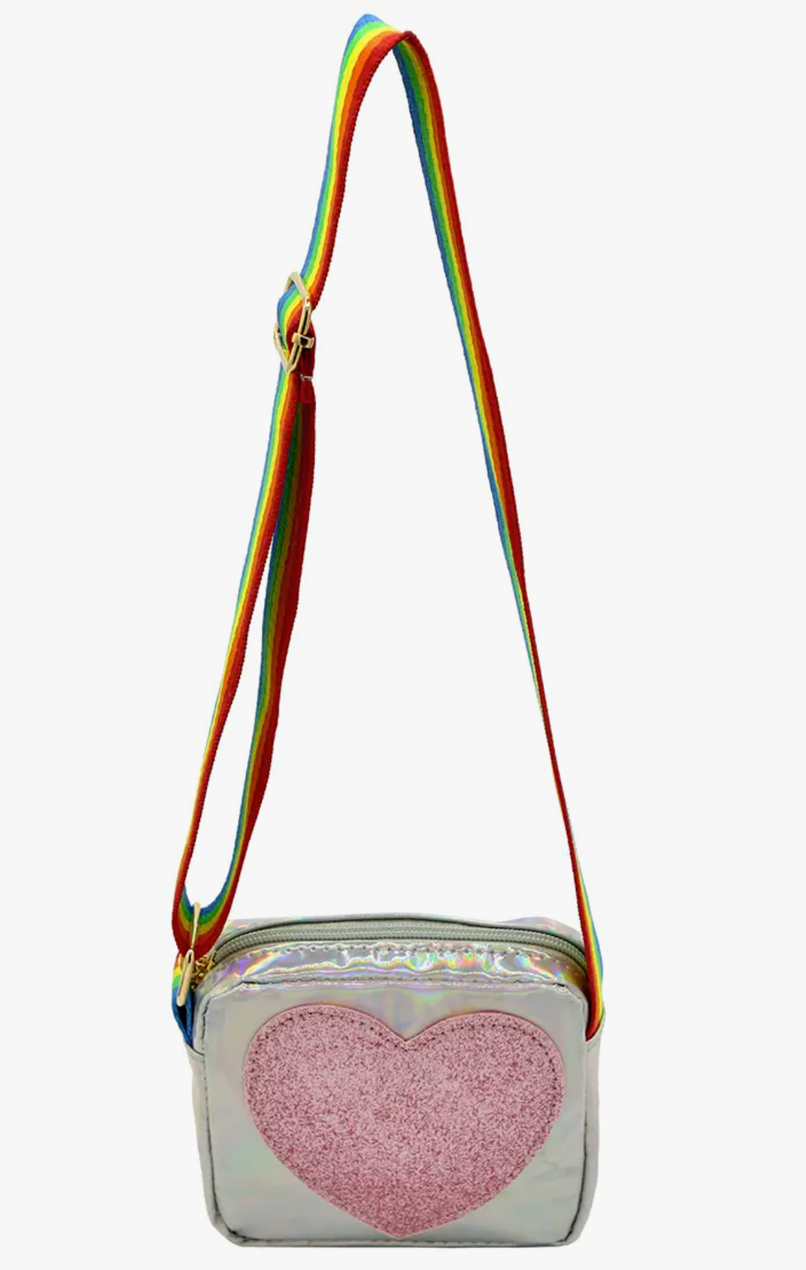 Heart Rainbow Strap Purse Silver