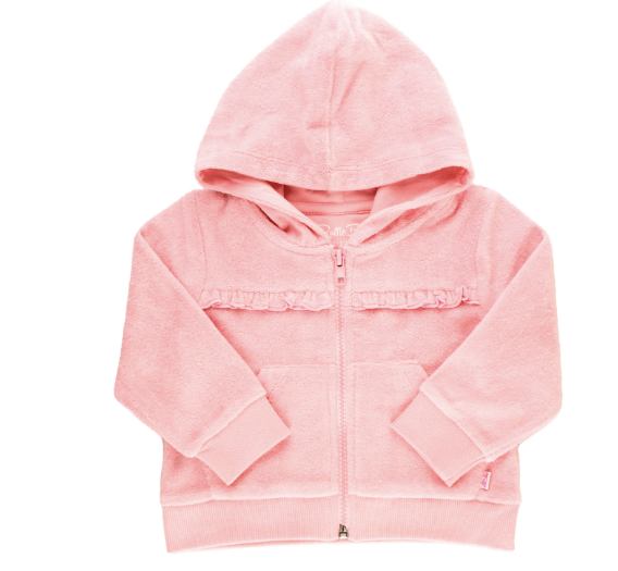 RB Pink Terry Knit Ruffle Hoodie