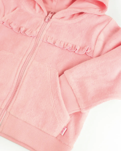 RB Pink Terry Knit Ruffle Hoodie