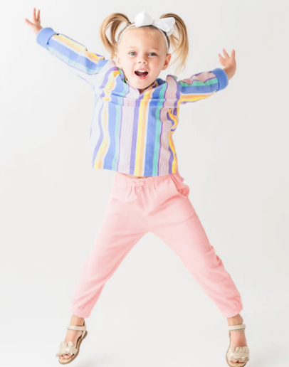 Pink Terry Knit Ruffle Jogger Pants