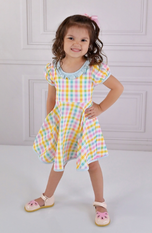 Serendipity Plaid Short Sleeve Flair Dress