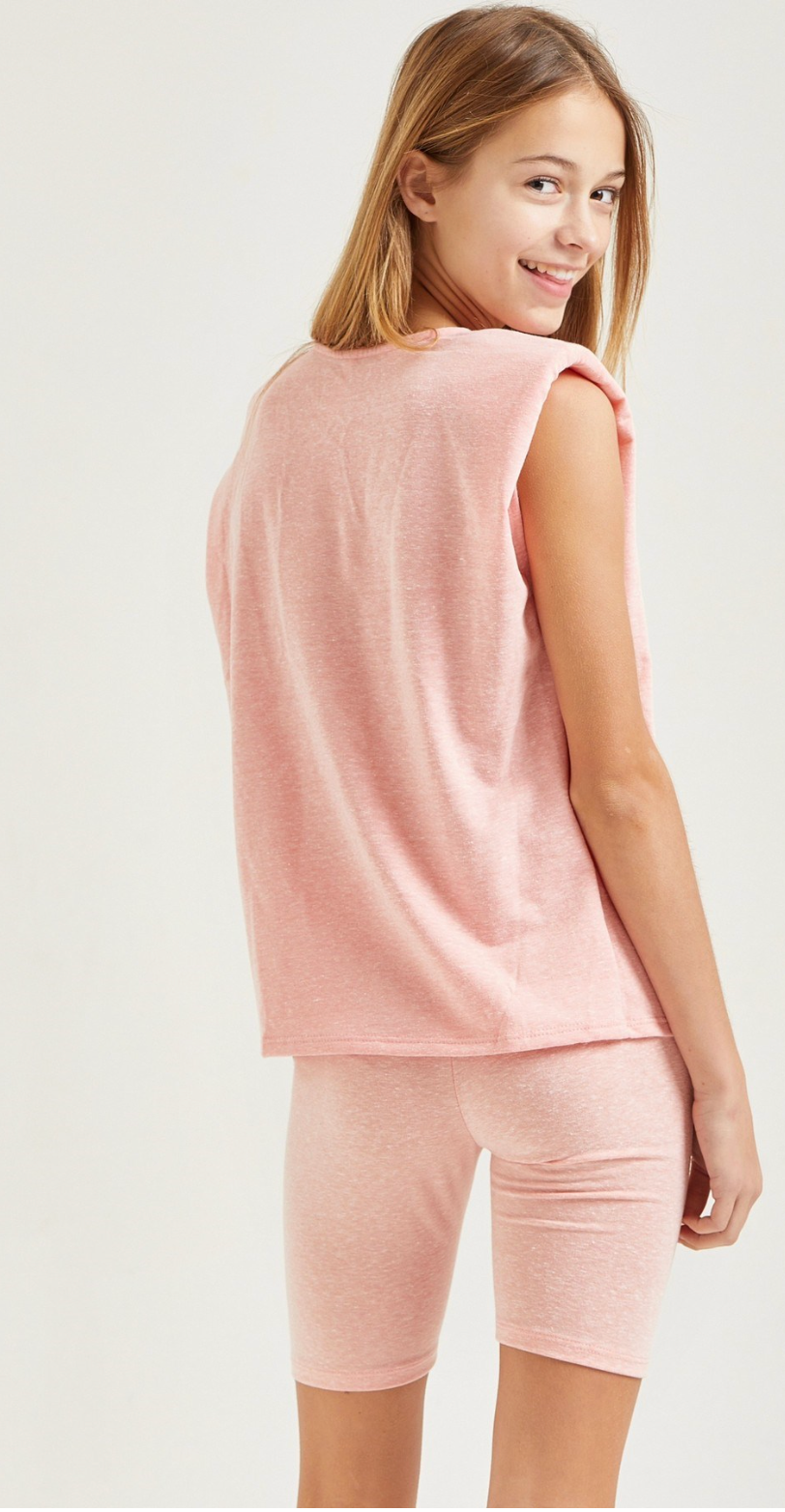 Rose Shoulder Pad Top & Biker Shorts Set