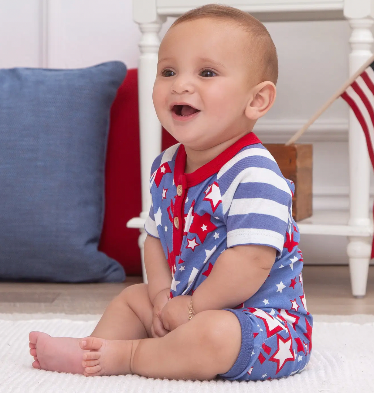 Star Spangled 4th of July Henley Romper