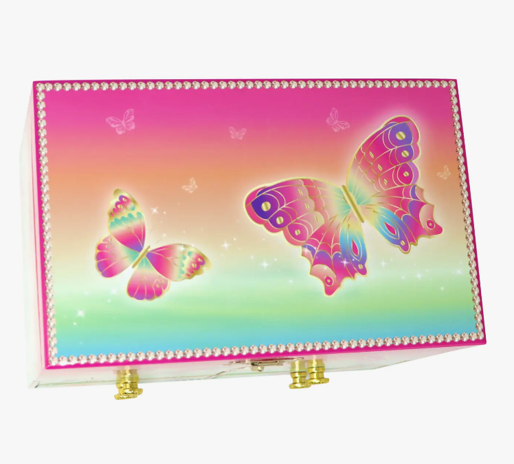 Rainbow Butterfly Medium Musical Jewelry Box