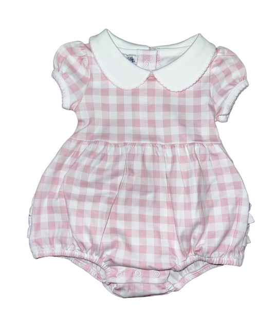 Baby Checks Collared S/S Girl Bubble Pink