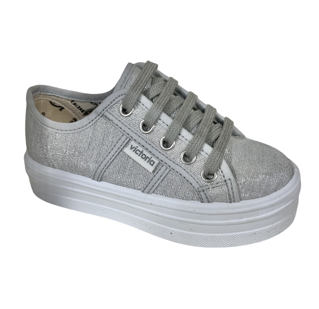 Barcelona Silver Sparkle Platform Sneaker
