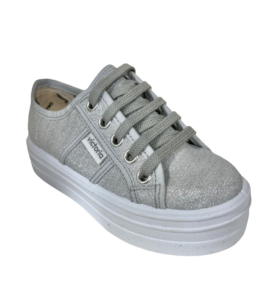 Barcelona Silver Sparkle Platform Sneaker