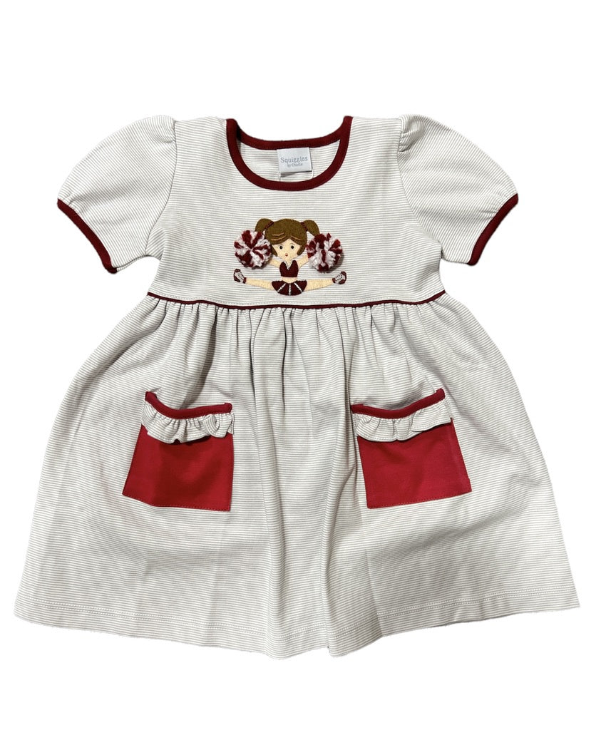 Squiggles Grey/Maroon Cheerleader Popover Dress