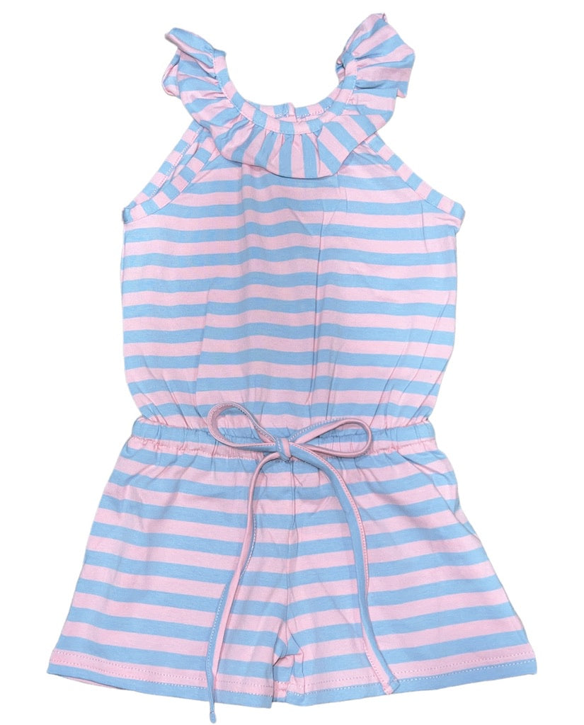 MJ Sadie Romper Pink & Blue Stripe