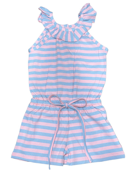 MJ Sadie Romper Pink & Blue Stripe