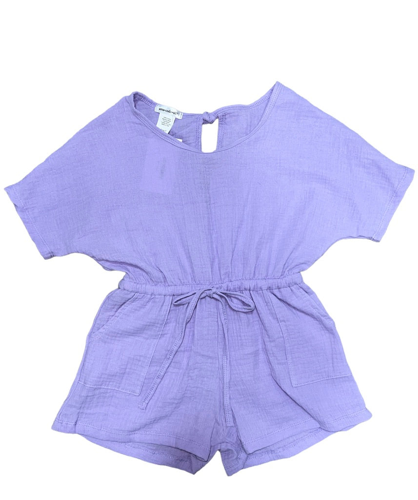 Zoe Lilac Gauze Romper w/Pockets