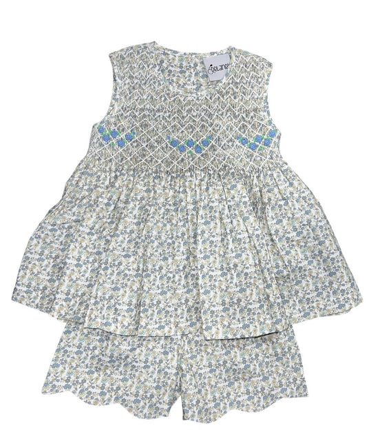 Floral Fully Smocked Bodice Top/Short