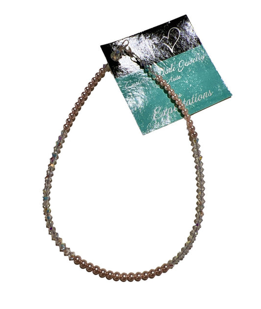14" Pearl & Rhinestone Necklace