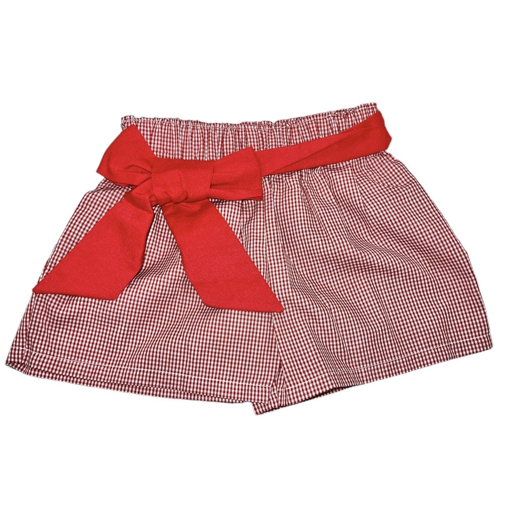 Red Gingham Girls Short w/Sash