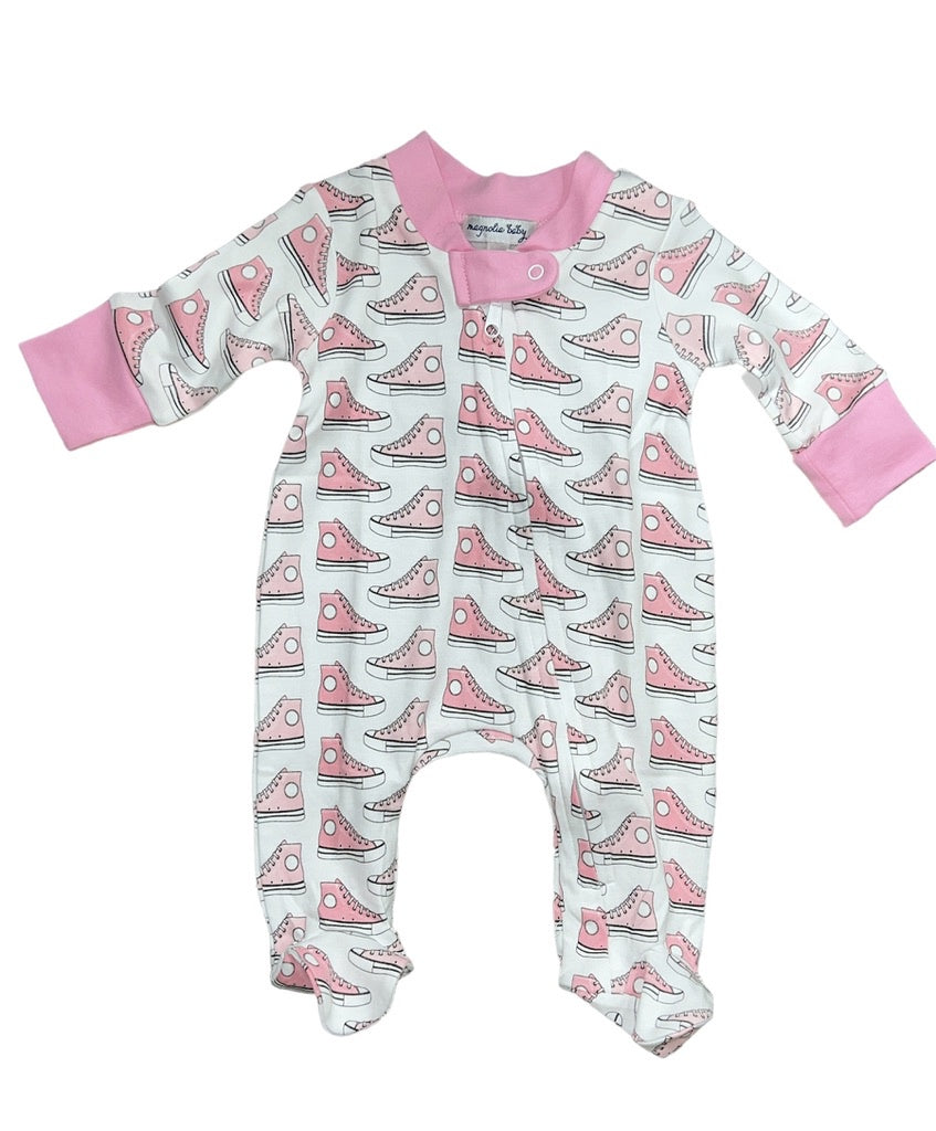 Sneakers Printed Zipper Footie Pink
