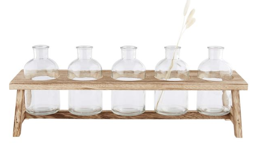 Glass Vase Wood Stand