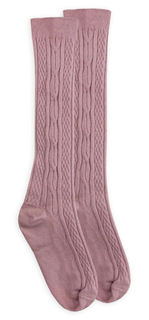 MauveCable Knee High Socks