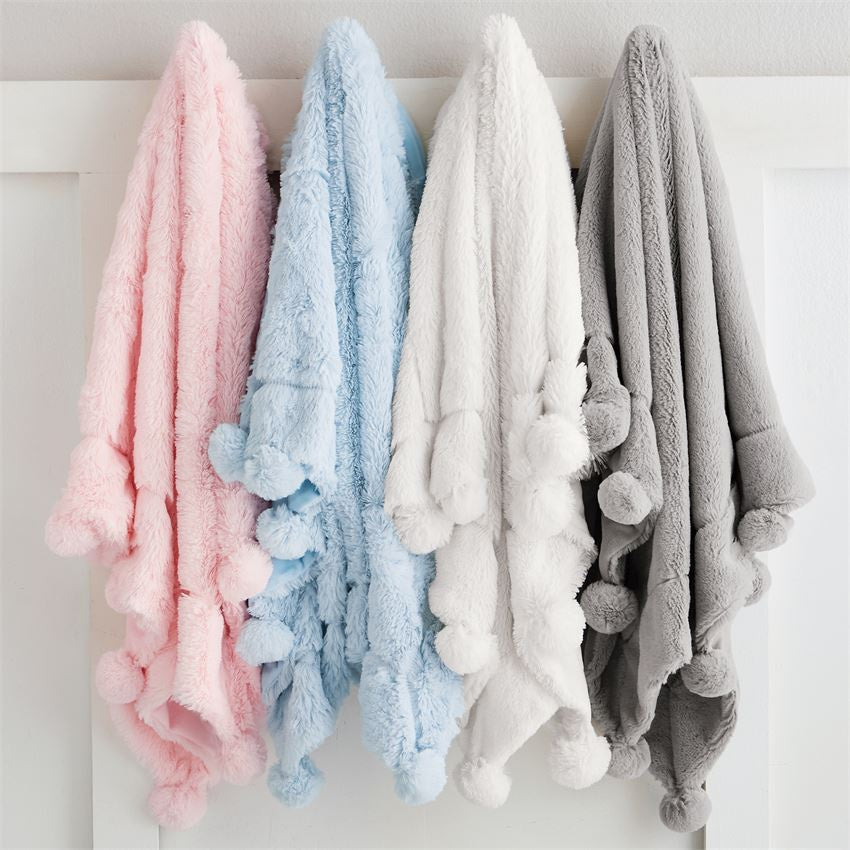 MUD PIE PLUSH POM POM BLANKET