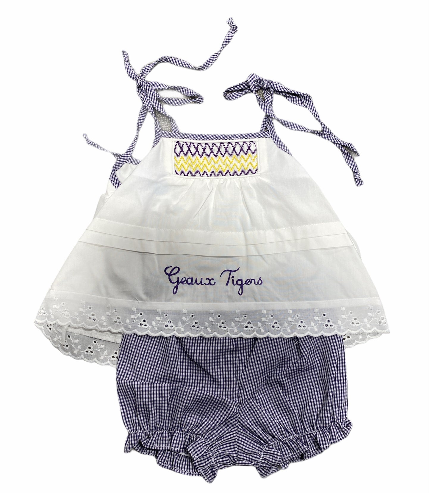 LSU Smocked GEO Bloomerset