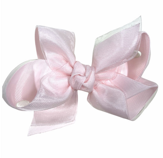 4.5'' Large Layered Bow Powder Pink