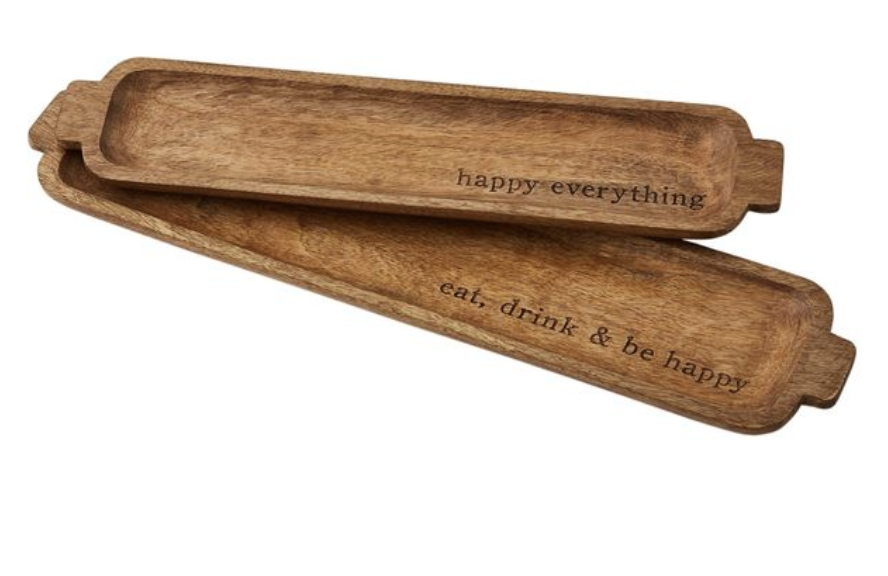 Happy Nested Wooden Tray Set