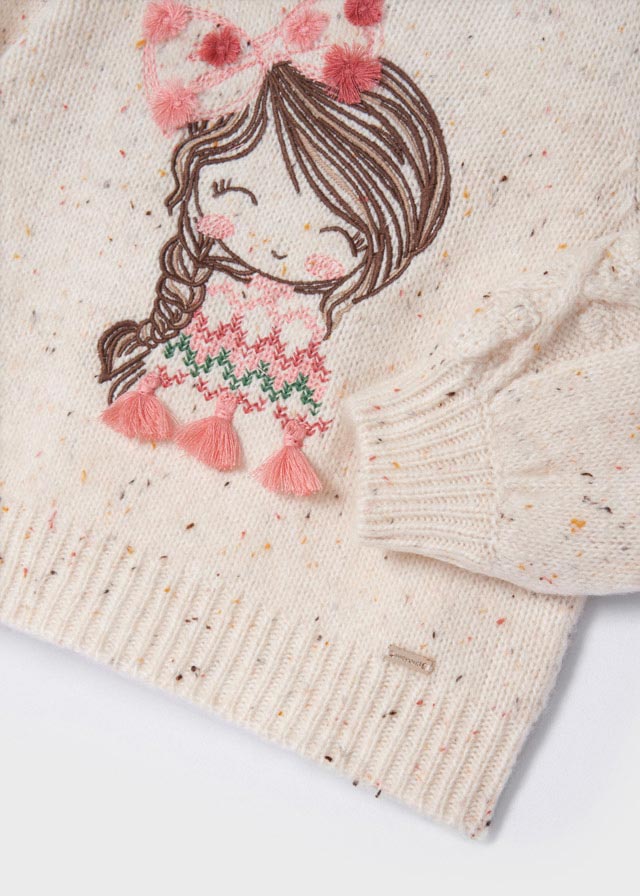Embroidered Girl Face Sweater