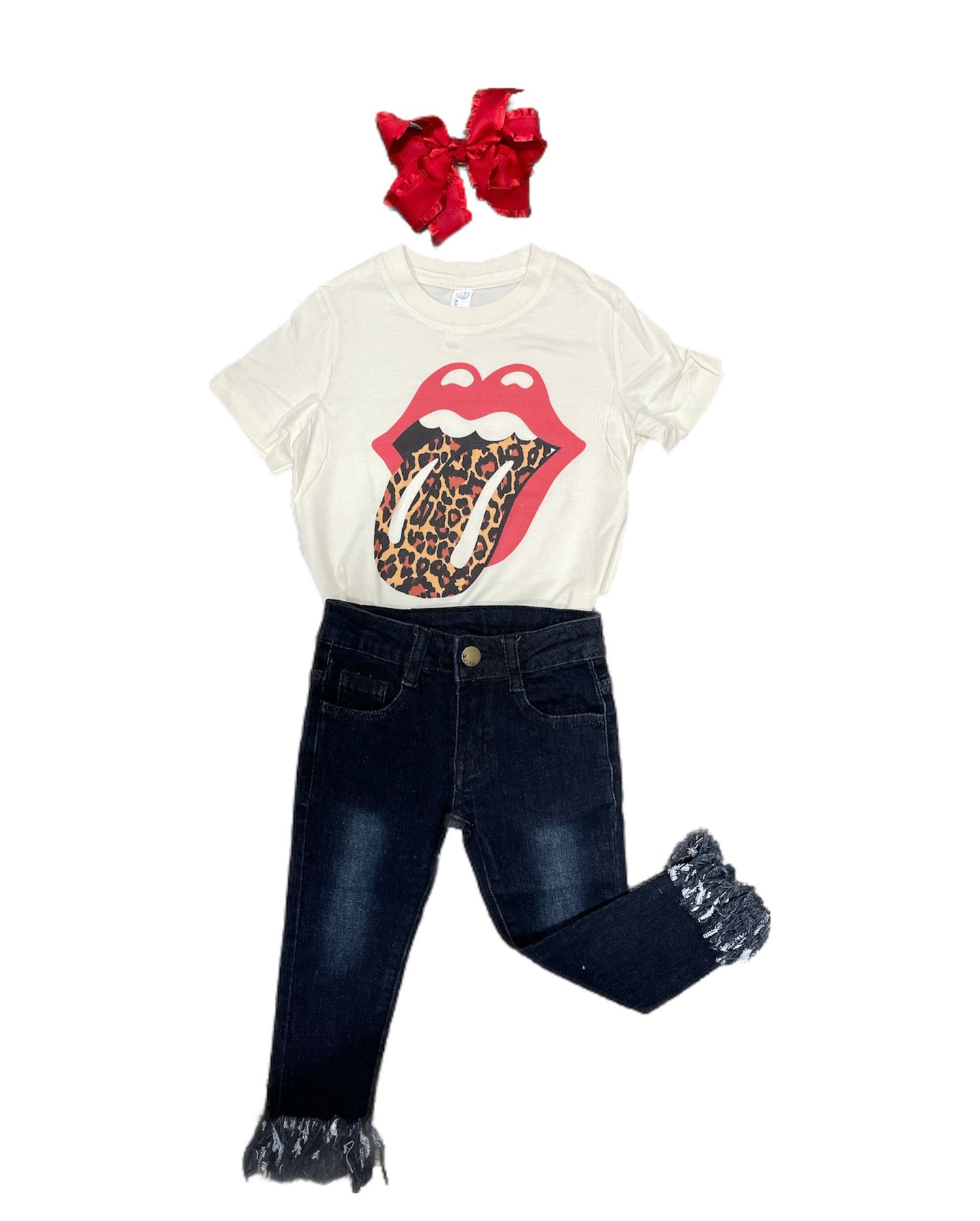 Kiss Leopard Lips On Natural Tee
