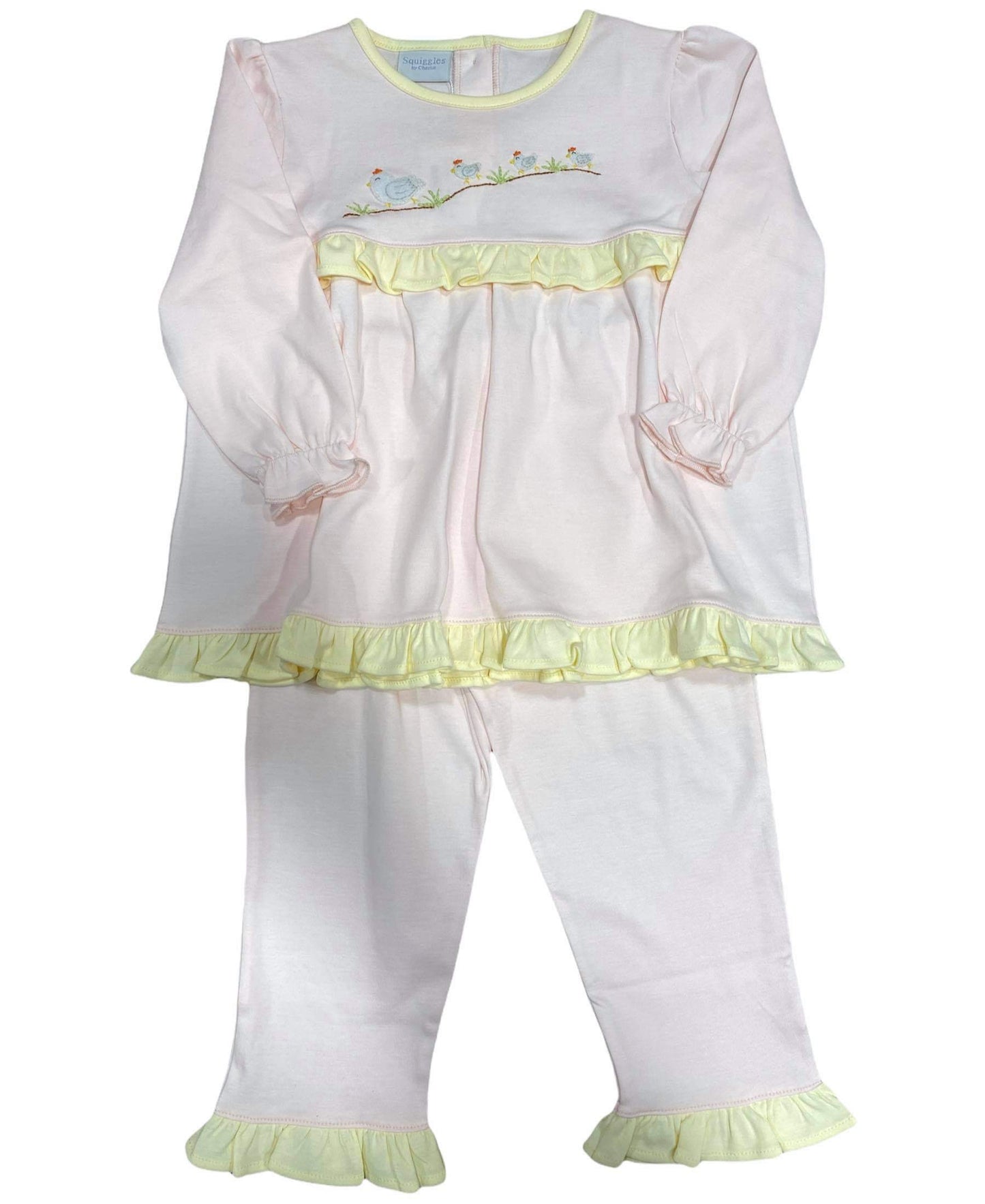 Mom & Chicks Pink/Yellow Ruffle Set