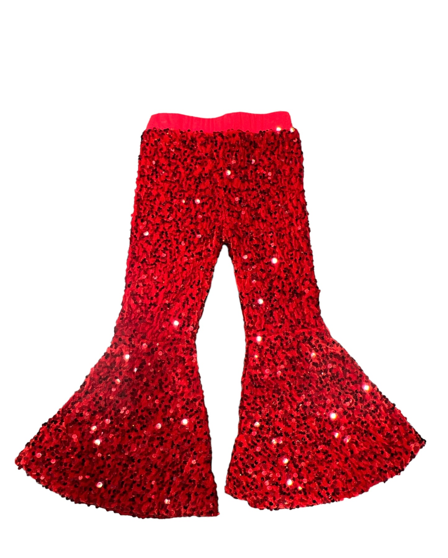 Red Sequin Bell Bottom Pant