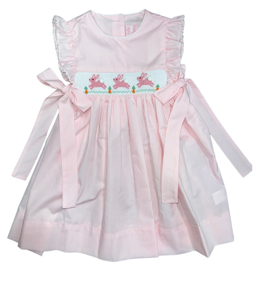 Hop Hop Bunnies Pink Poplin Dress