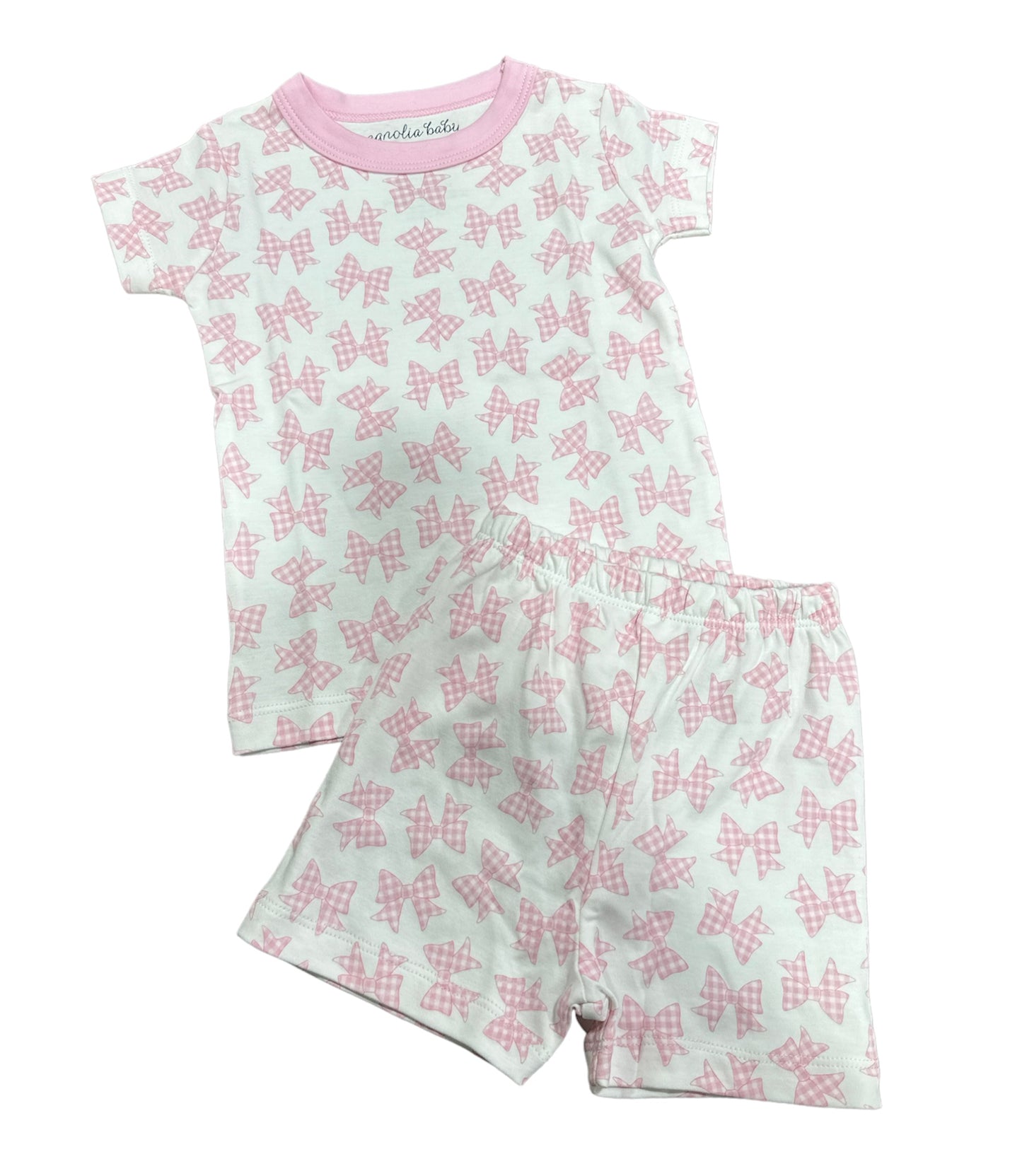 Pink Gingham Bows Short Pj Set