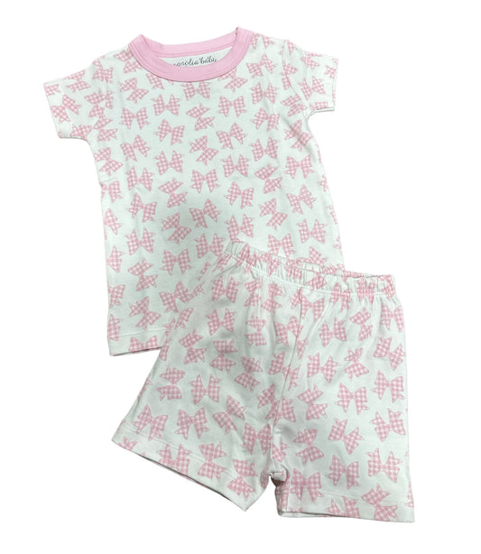 Pink Gingham Bows Short Pj Set