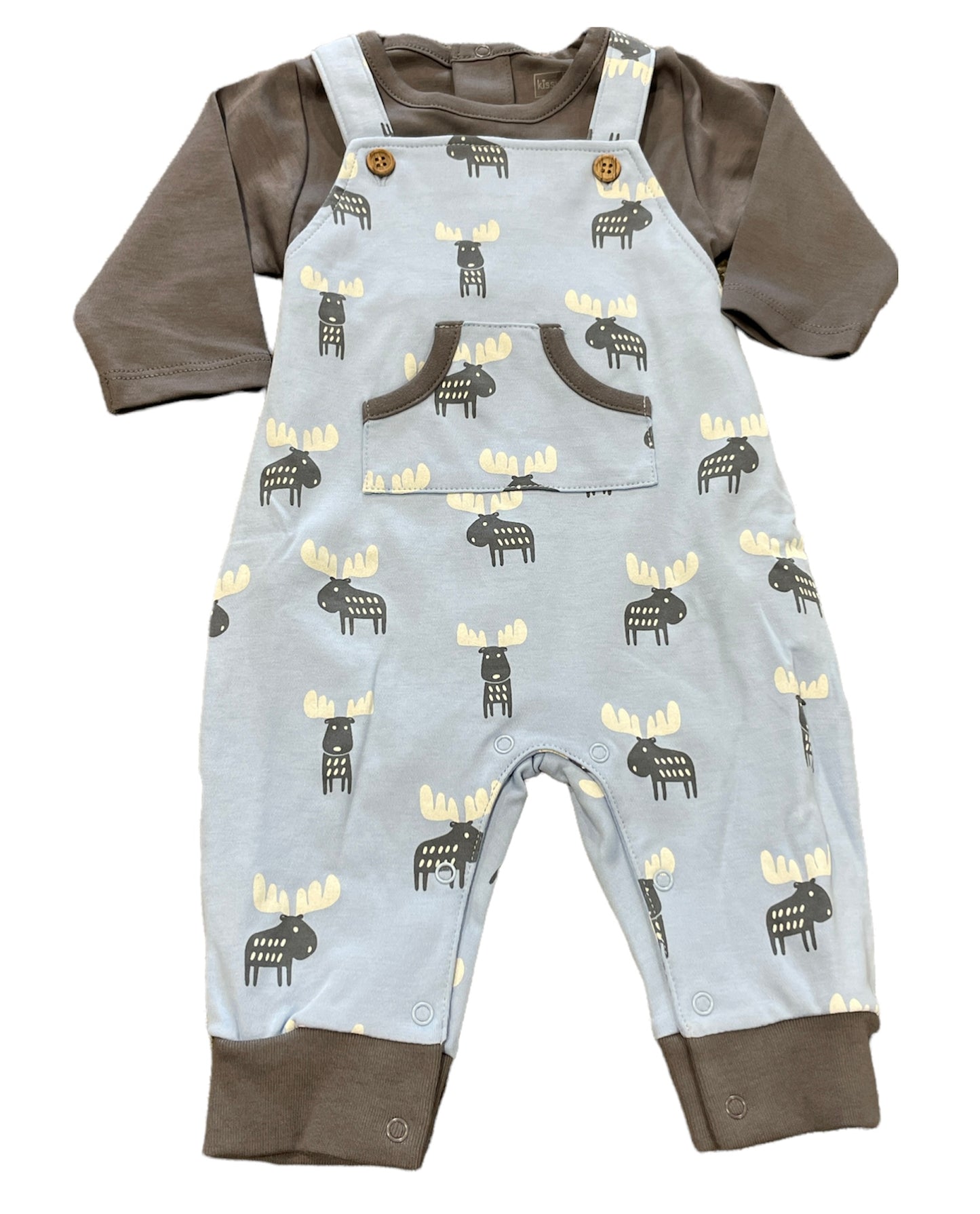 Kissy Love Moose Tracks Overall Set