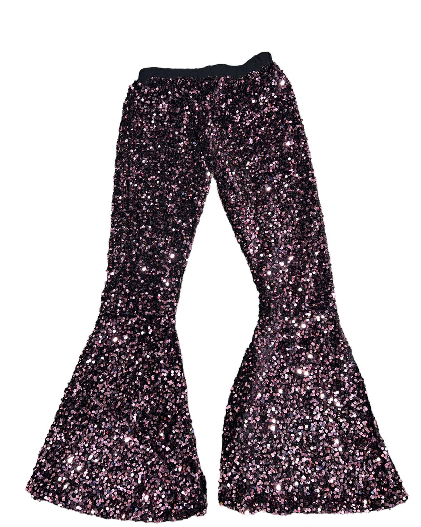 Pink/Black Sequin Bell Bottom Pants