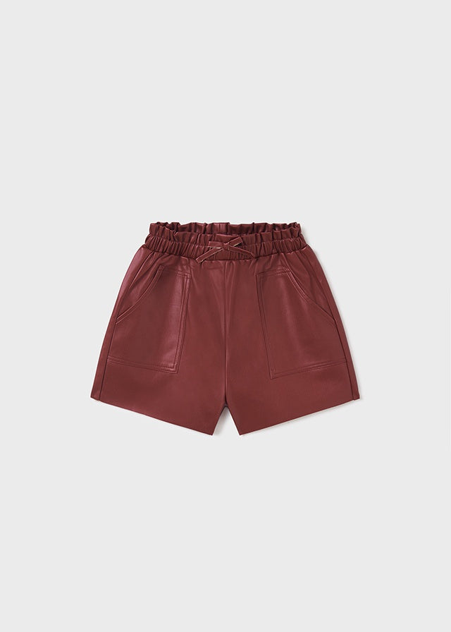 Maroon Leatherette Shorts