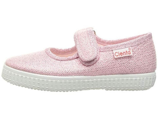 Mary Jane with Velcro Strap - Pink Sparkle