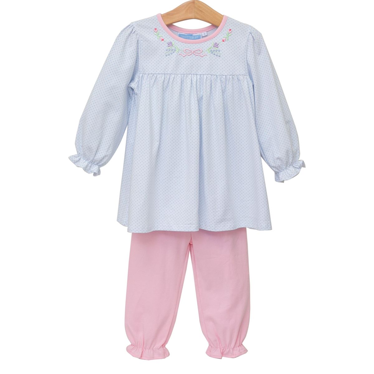 TSK Floral Embroidery Pants Set