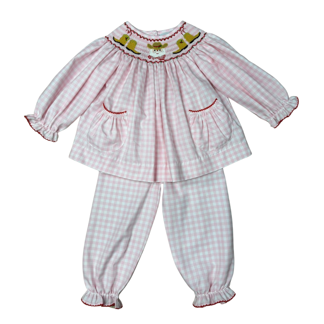 Delaney Pink Gingham LS Smoked Cowboy Set