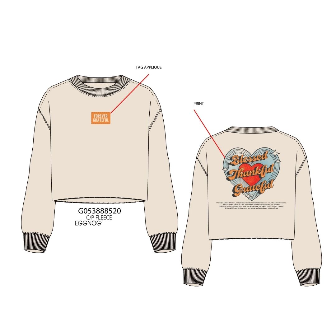 Paper Flower Forever Grateful Back Graphic Sweatshirt