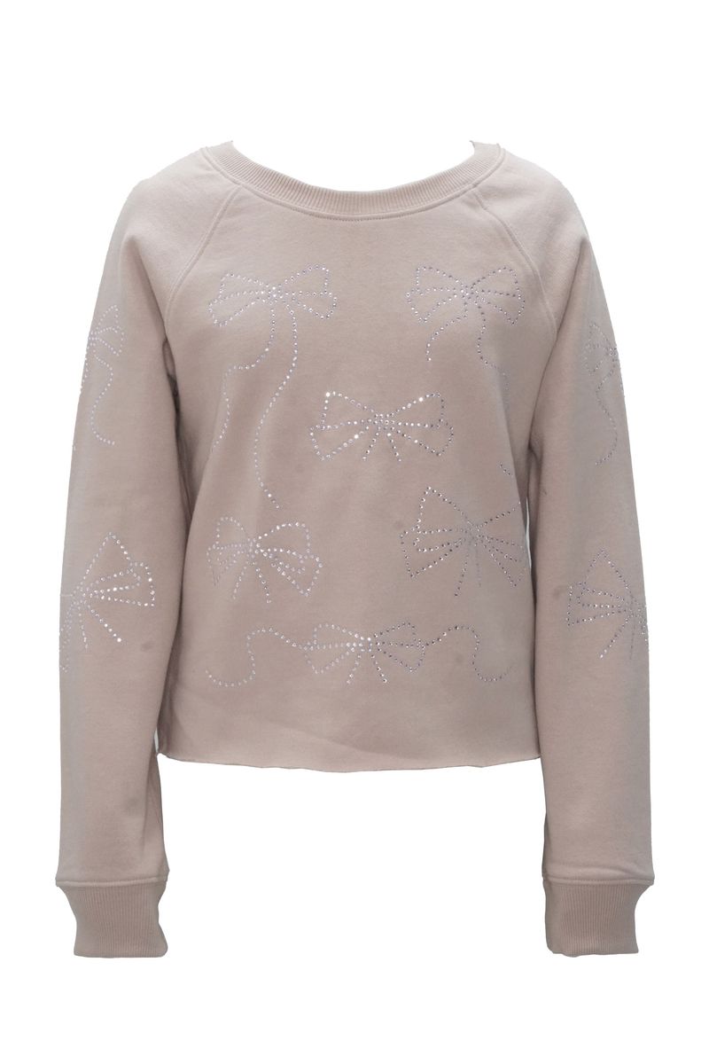 Paper Flower Rhinestone Bows Sweatshirt