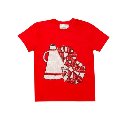 Belle Cher Sequin Megaphone Shirt - Red