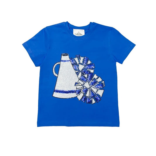 Belle Cher Sequin Megaphone Shirt - Royal Blue